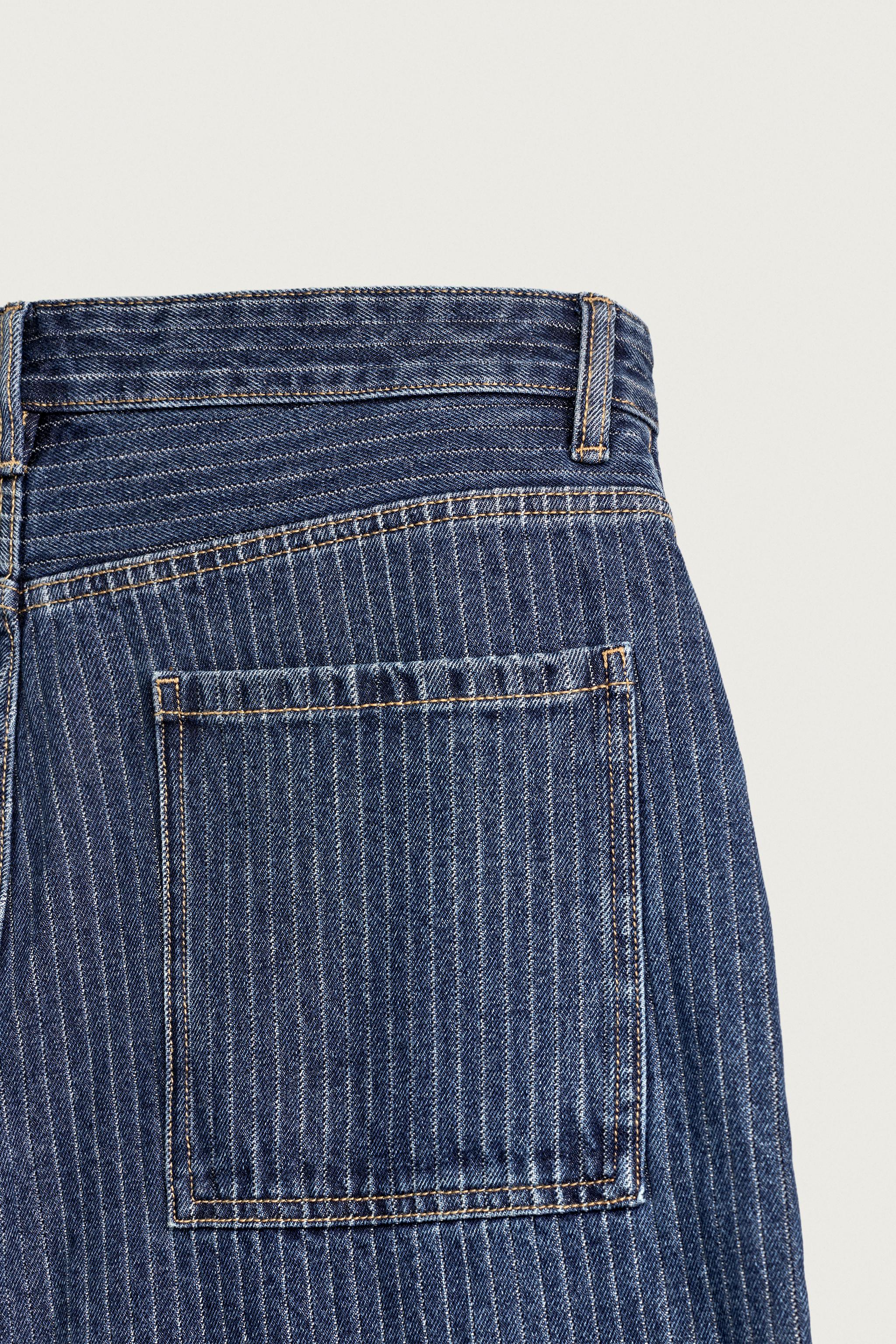 STRIPED TAPERED WIDE FIT JEANS
